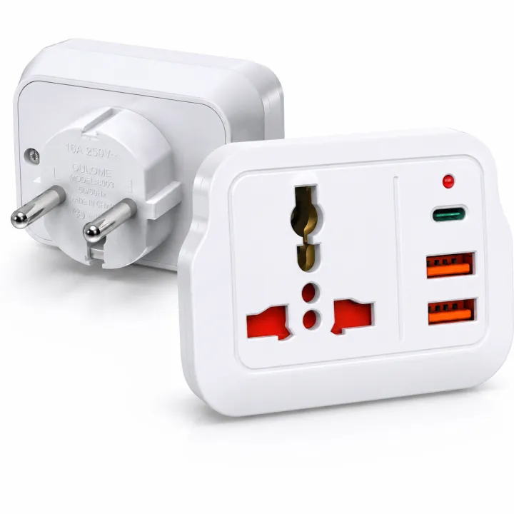 5-in-1 Universal Travel Adapter | Multi Plug socket | Adapter Plug | Type-C & Dual USB Ports | Dual Universal Sockets | 16A 250V | LED Indicator | Works in 150+ Countries - BuyAgain